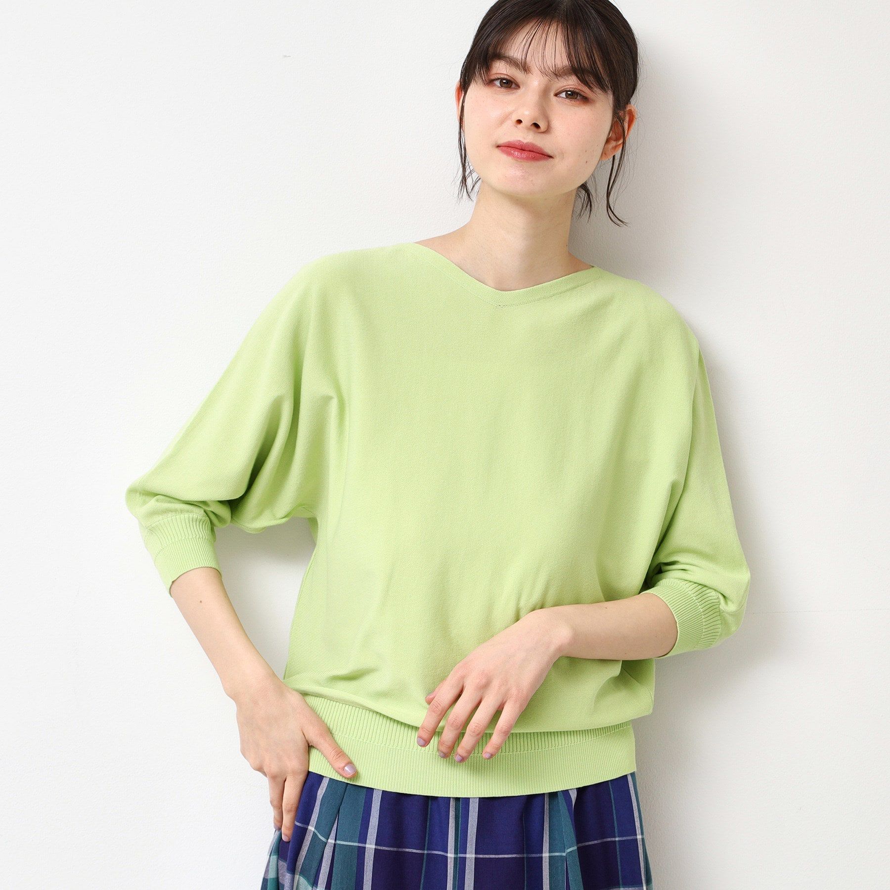 Dessin「【選べる7色展開・洗える】後ろボタンニットプルオーバー七分袖（XS～L）」|ニット・セーター|