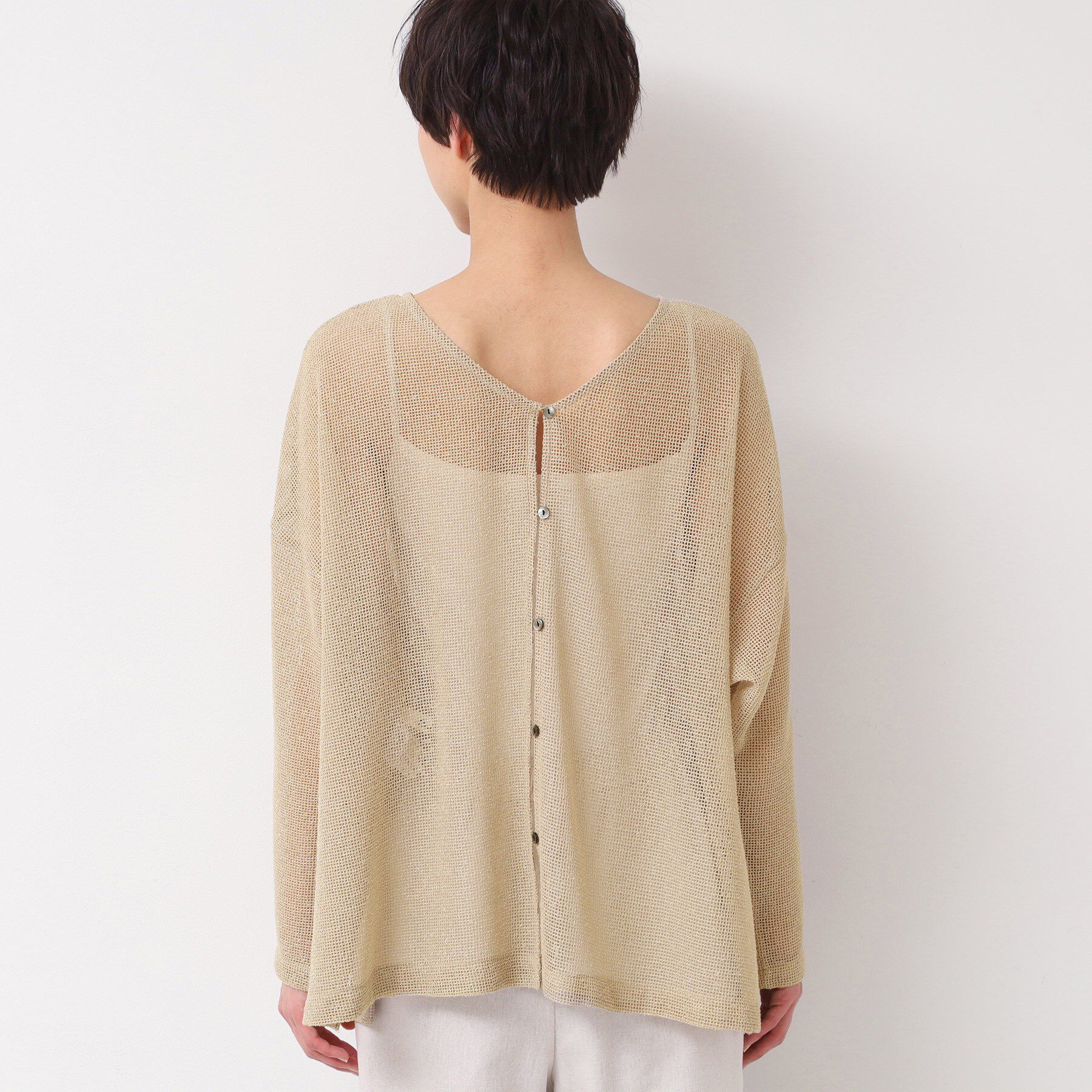 Dessin「【前後2WAY・洗える】ラメ入りオーバーサイズメッシュブラウス」|シャツ・ブラウス|