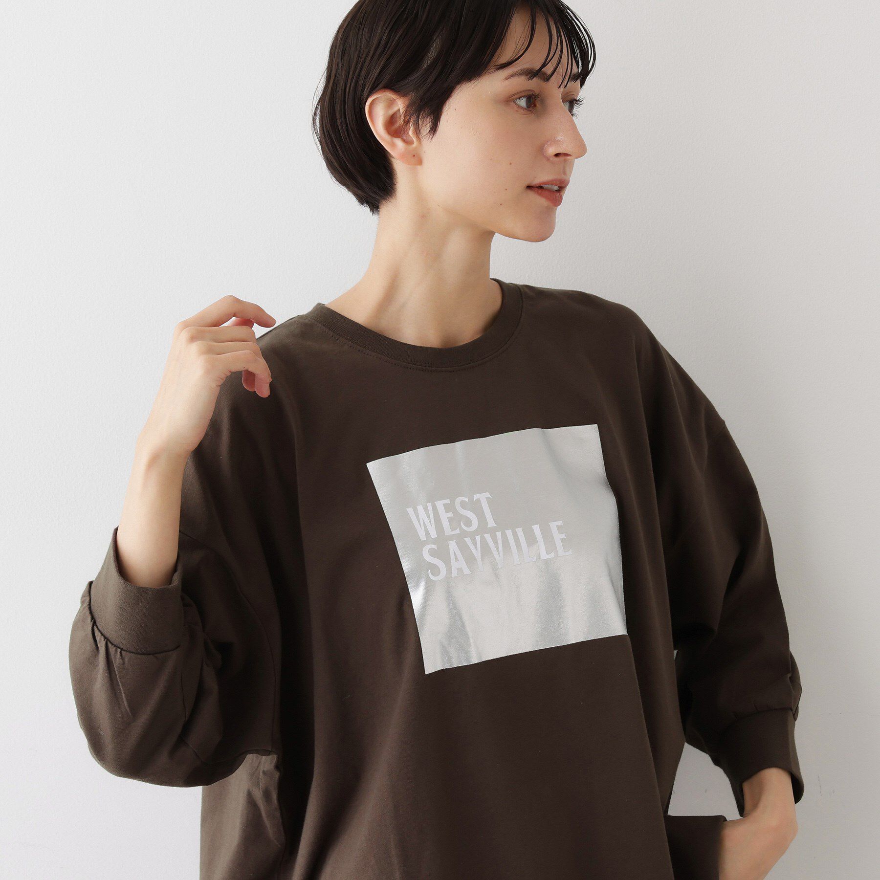 Dessin「【洗える】箔プリントロングTシャツ」|Tシャツ・カットソー|