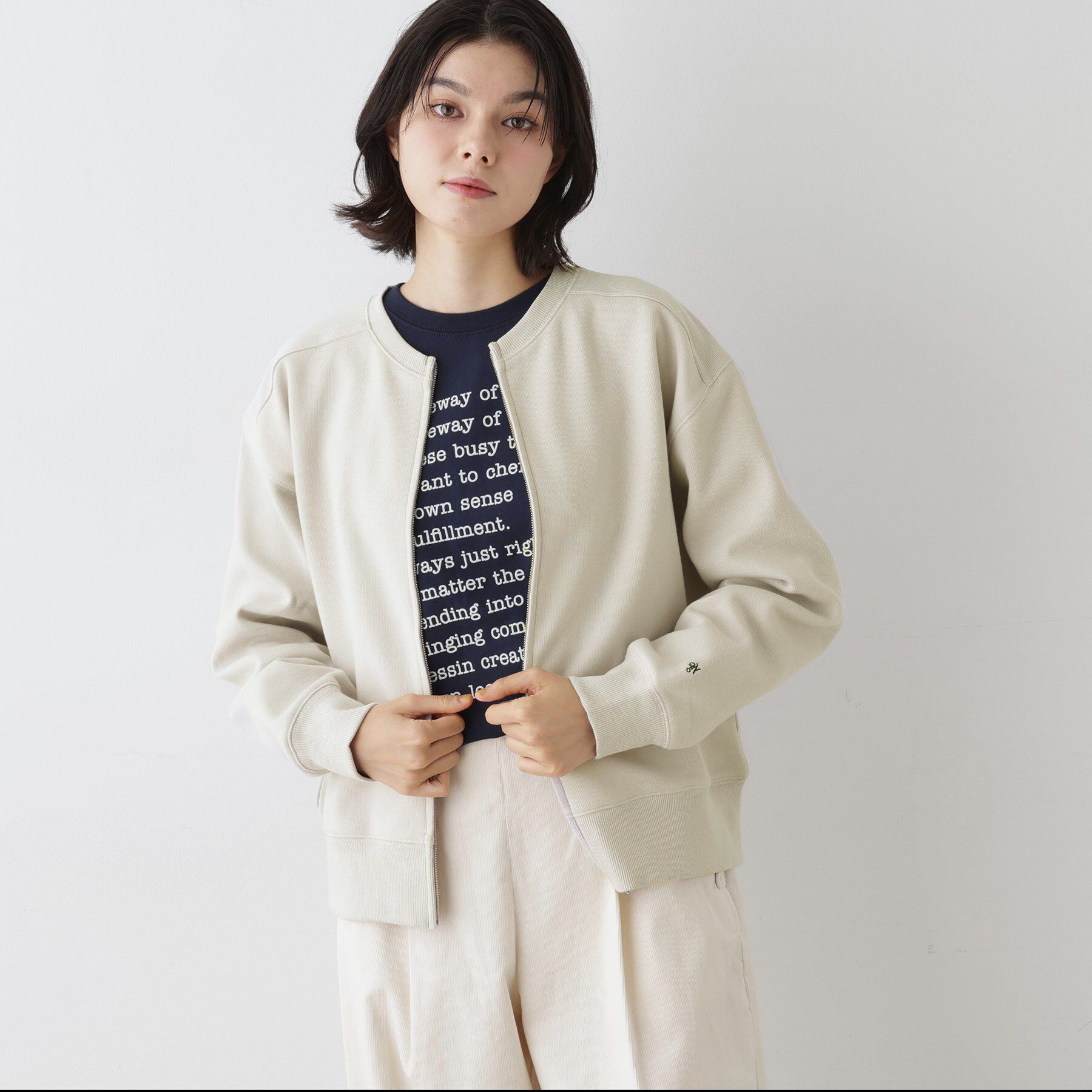 Dessin「【洗える】フロントジップカーディガン」|カーディガン|グレージュ(050)