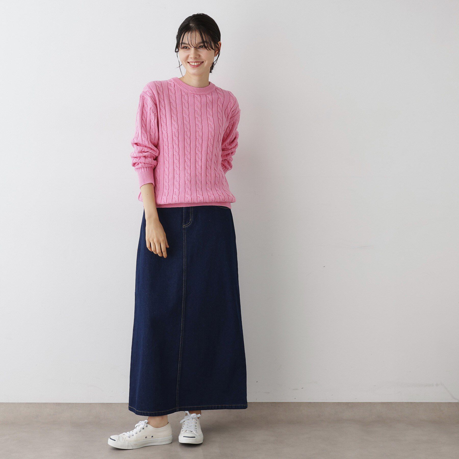 Dessin「【ユニセックス・洗える】クルーネックケーブルニット」|ニット・セーター|