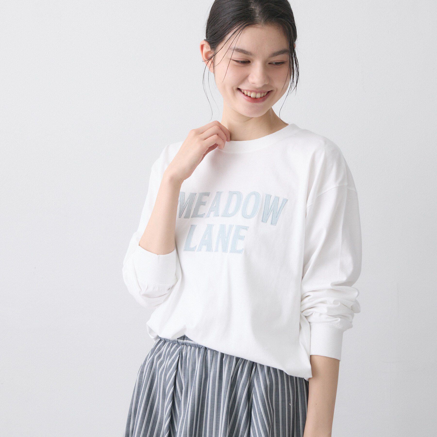 Dessin「【洗える】コットンロゴロングTシャツ」|Tシャツ・カットソー|