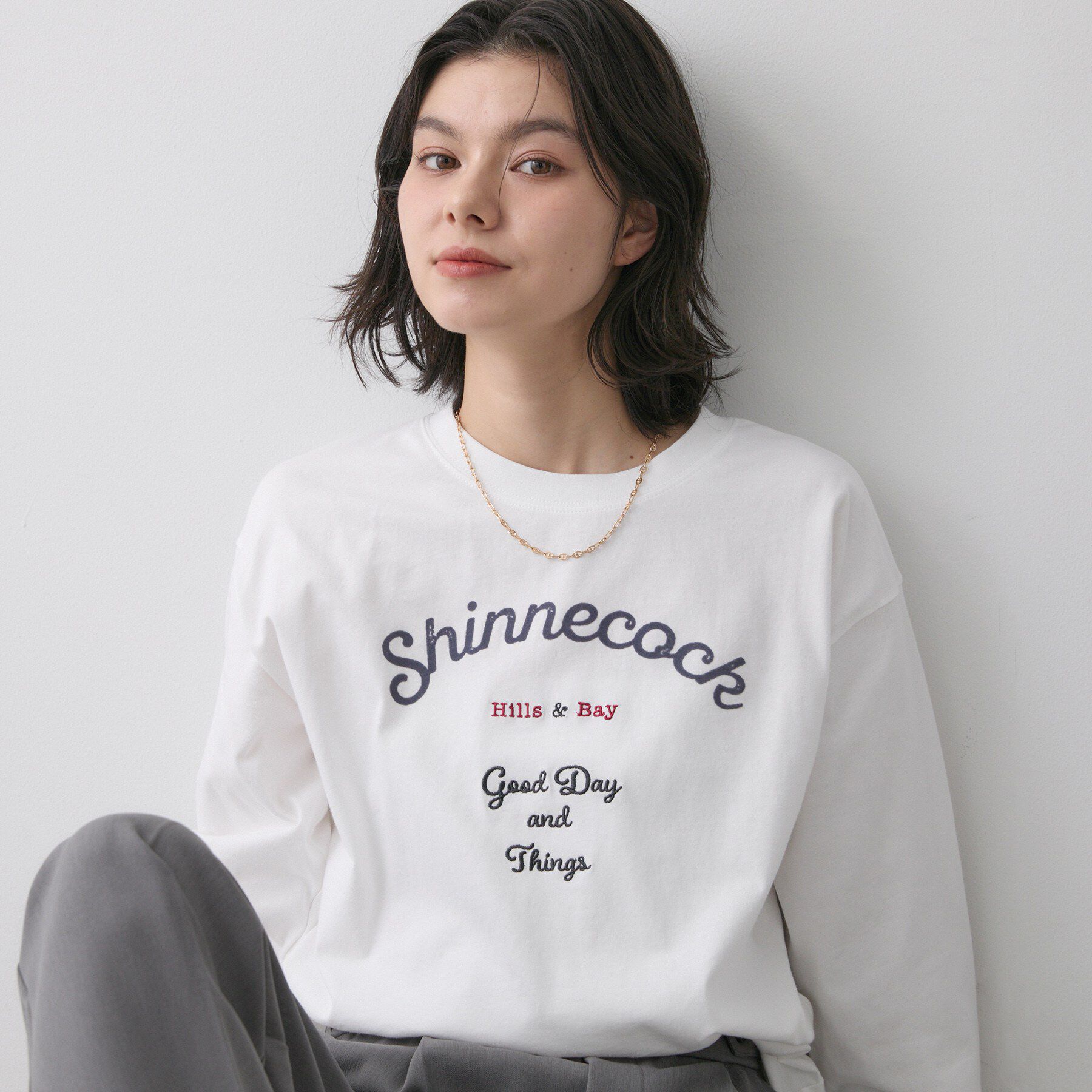 Dessin「【洗える】コットンロゴロングTシャツ」|Tシャツ・カットソー|