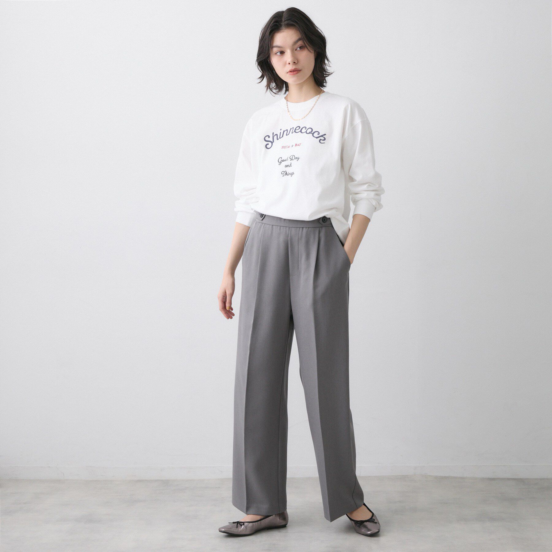 Dessin「【洗える】コットンロゴロングTシャツ」|Tシャツ・カットソー|