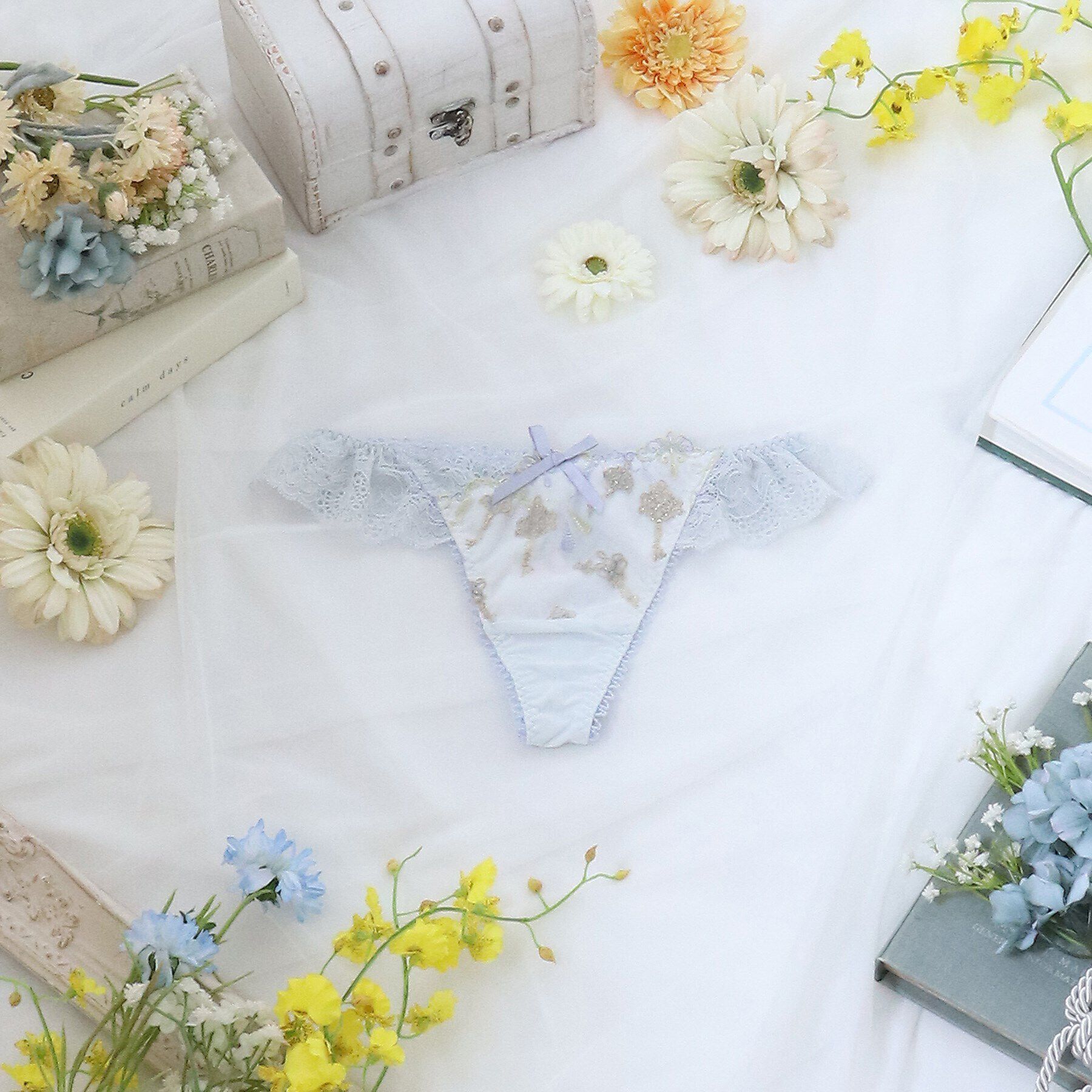 Risa Magli「マロウ Tバックショーツ」|インナー|ブルー(092)