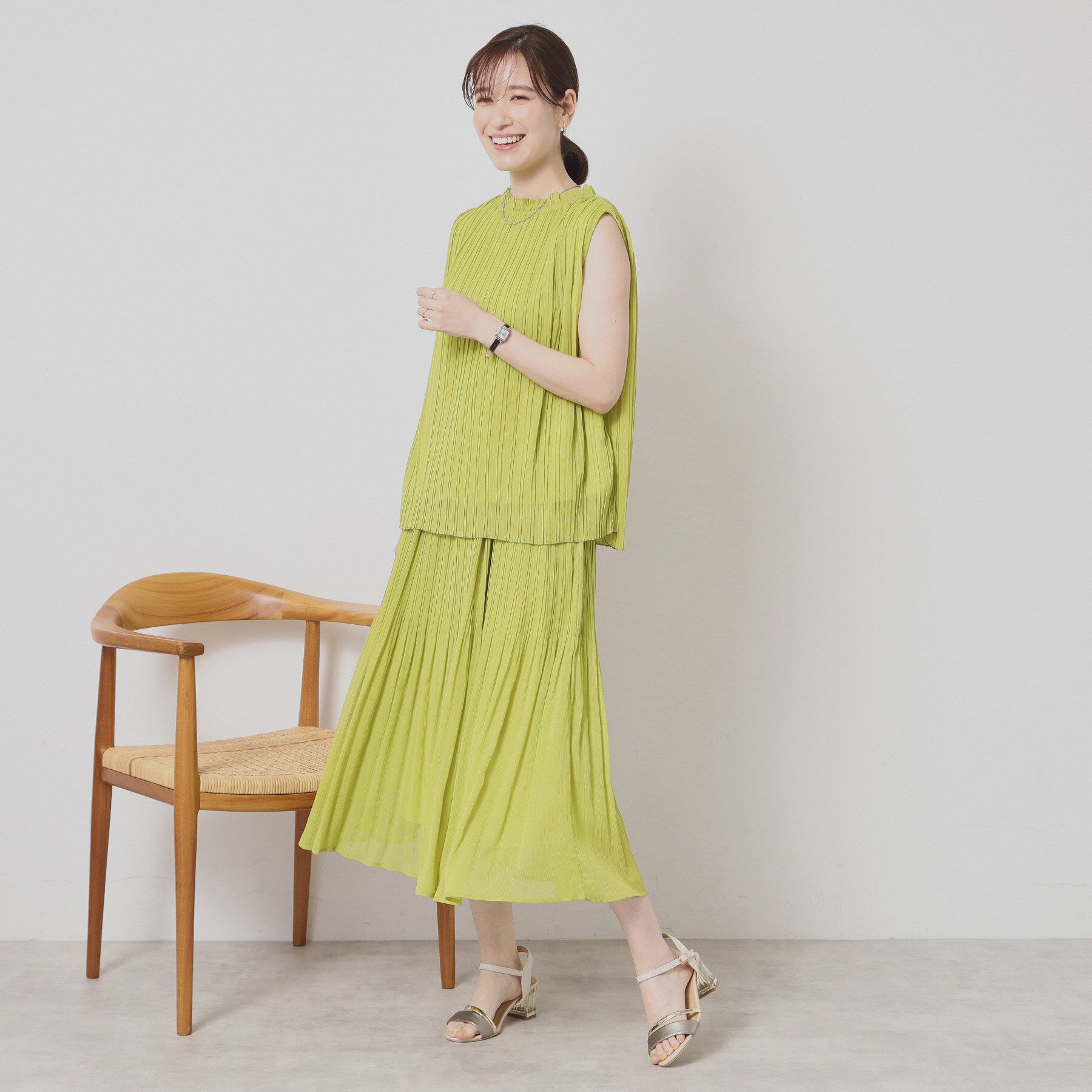 ITS&rsquo;DEMO「【手洗い可／ウエストゴム】楊柳プリーツスカート」|スカート|