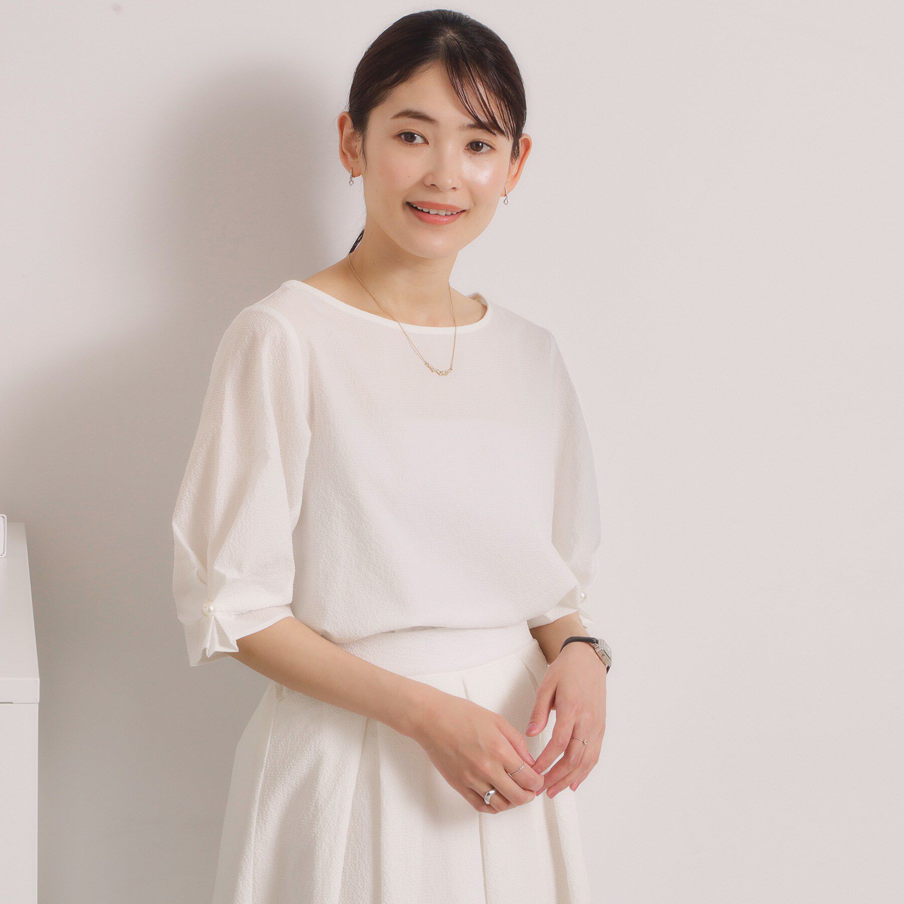 ITS&rsquo;DEMO「【手洗い可／セットアップ可】サッカーブラウス」|シャツ・ブラウス|オフホワイト(003