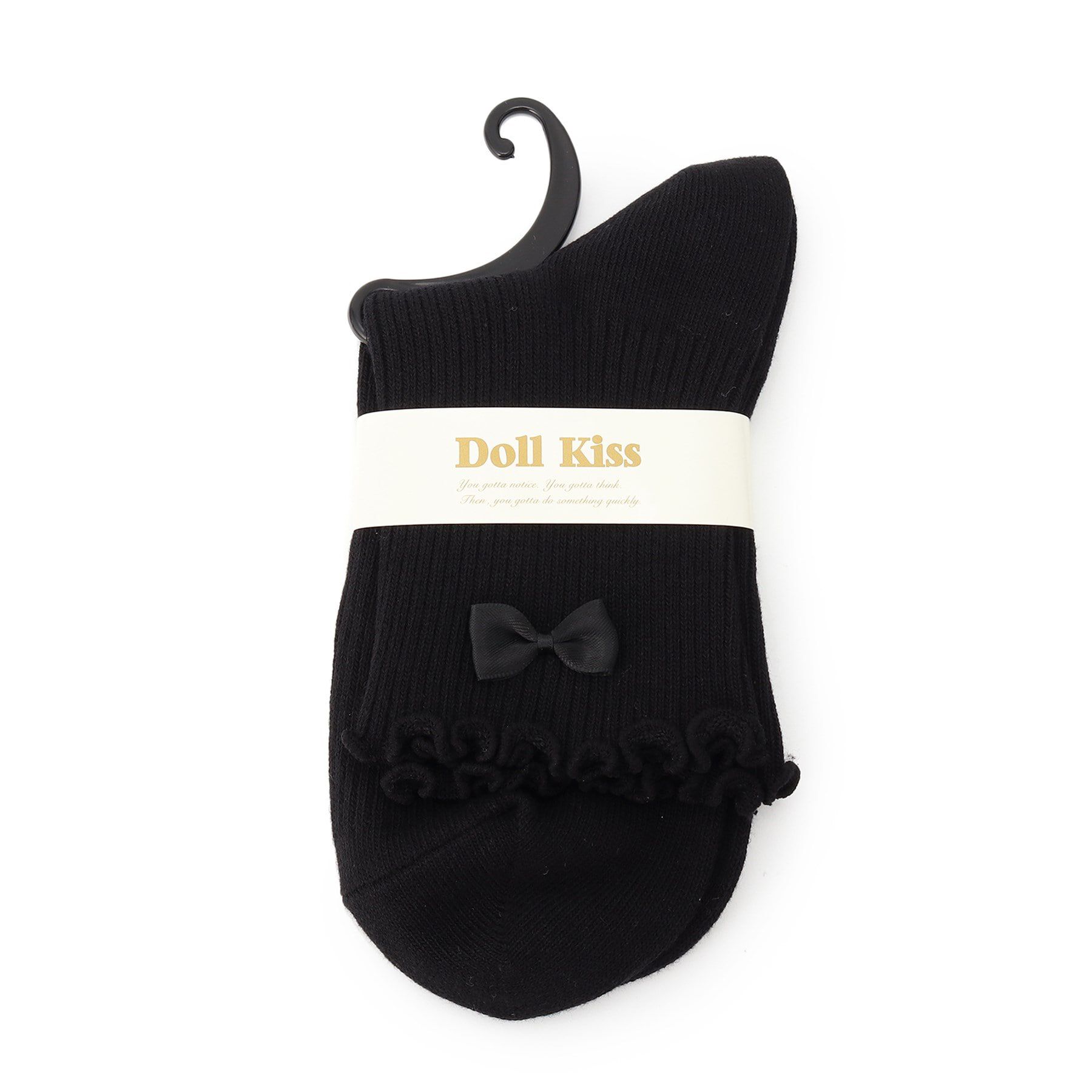 Doll Kiss「リボン付きメローリブクルーソックス　靴下」|ソックス|ﾌﾞﾗｯｸ(919)