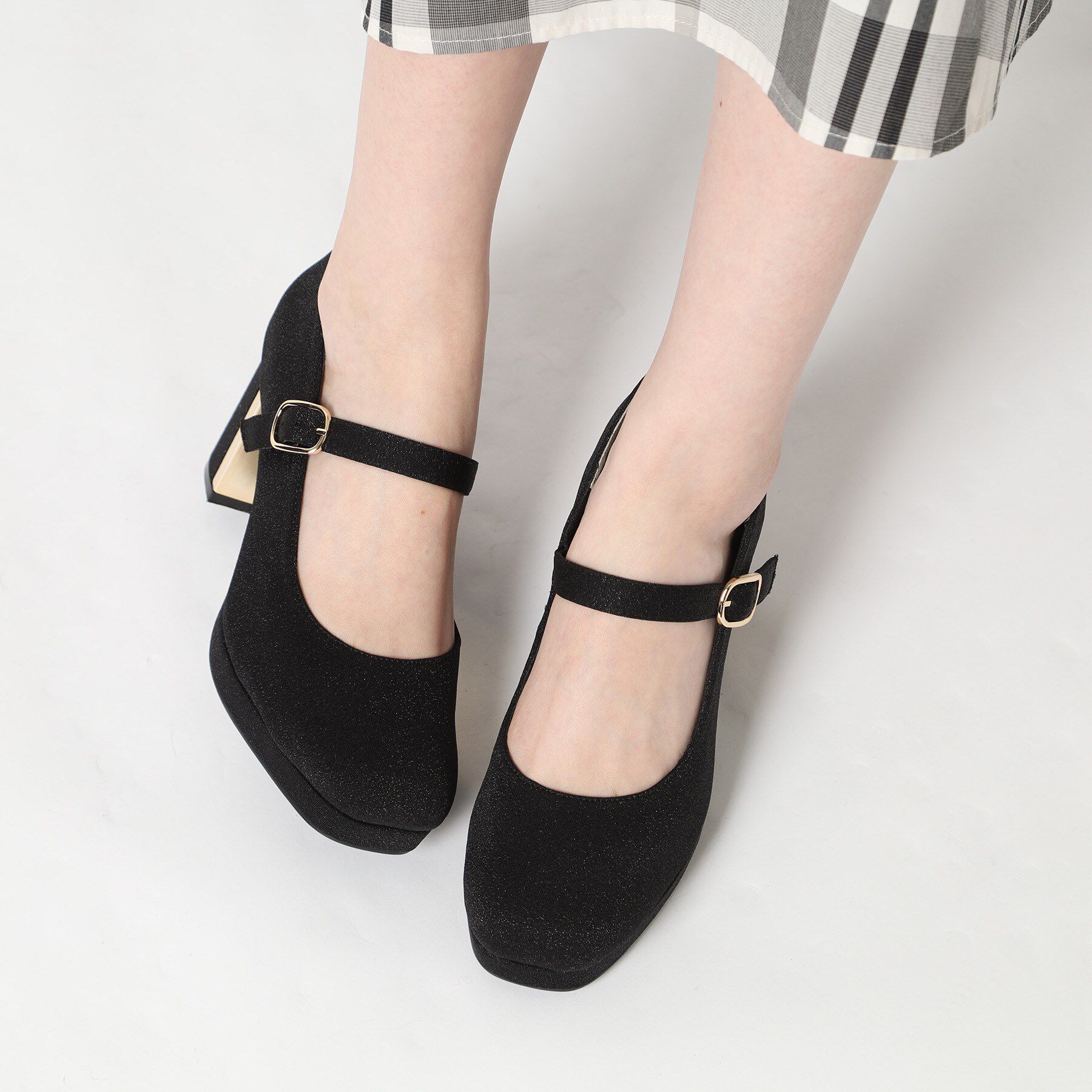 ESPERANZA「メッキプレートヒールストラップパンプス」|パンプス|