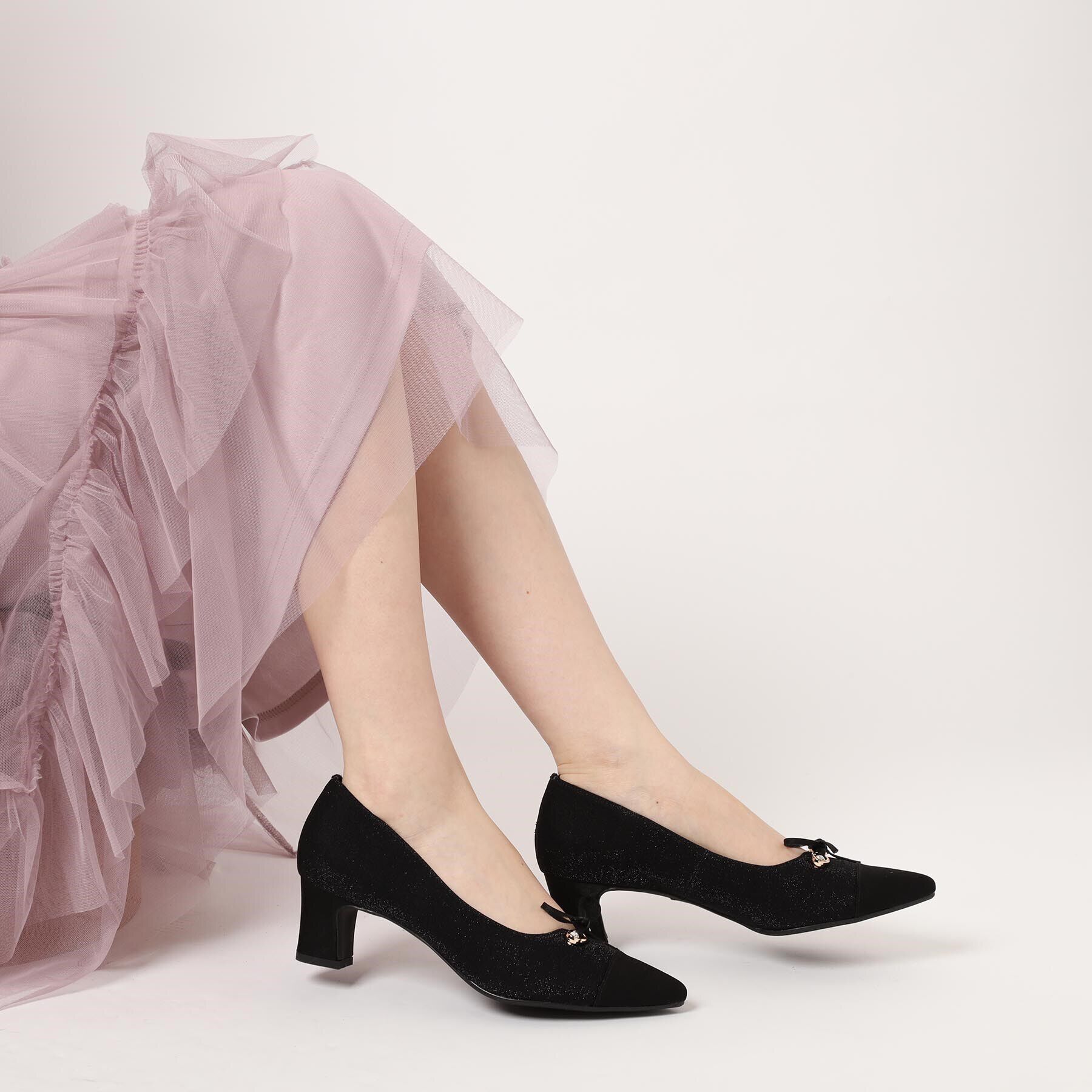 ESPERANZA「ビジューリボンポインテッドトゥパンプス」|パンプス|