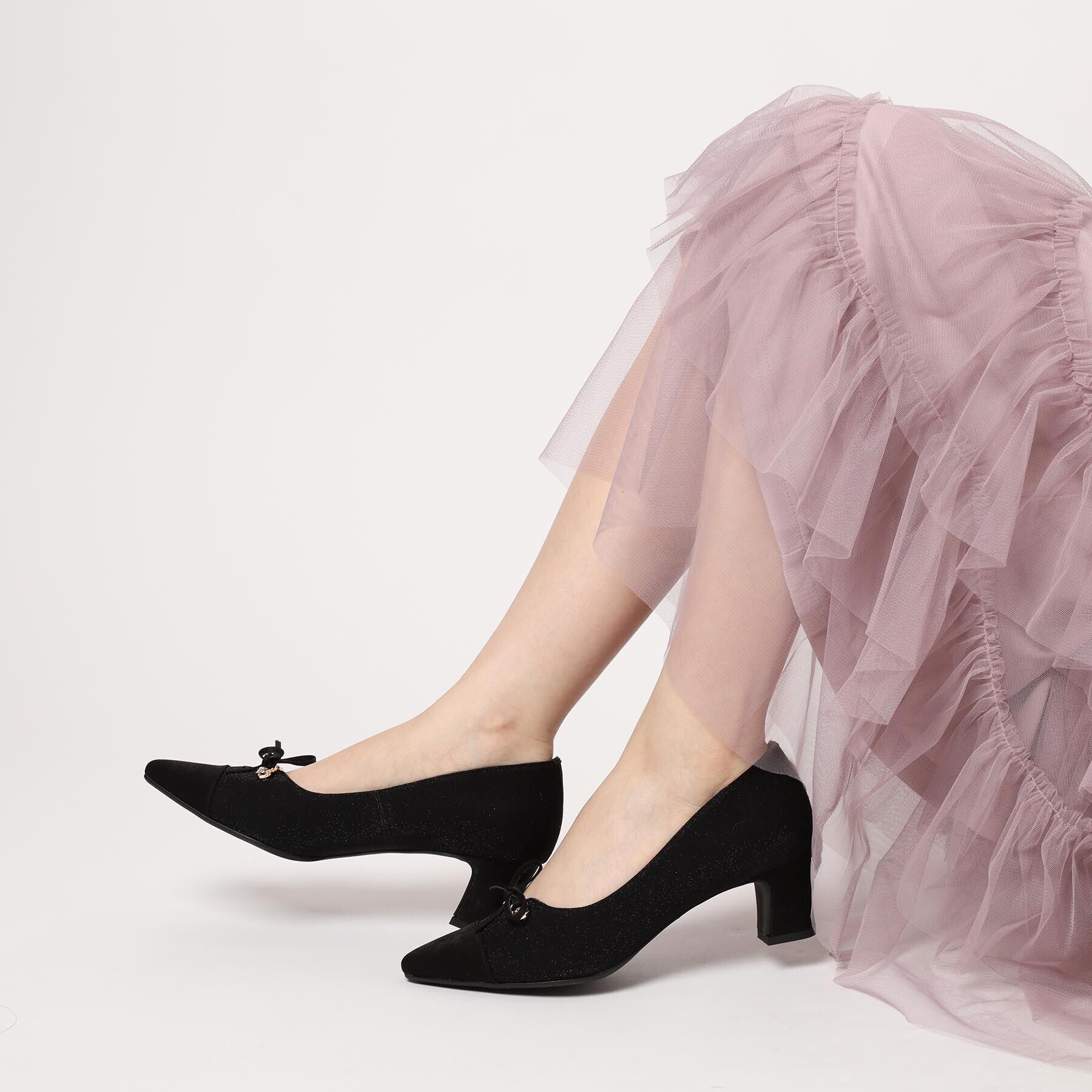 ESPERANZA「ビジューリボンポインテッドトゥパンプス」|パンプス|