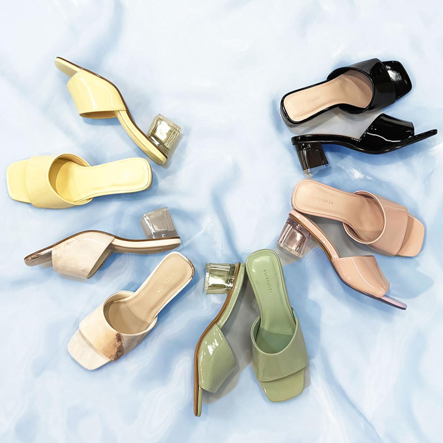 ESPERANZA「スクエアトゥクリアヒールミュール」|サンダル|