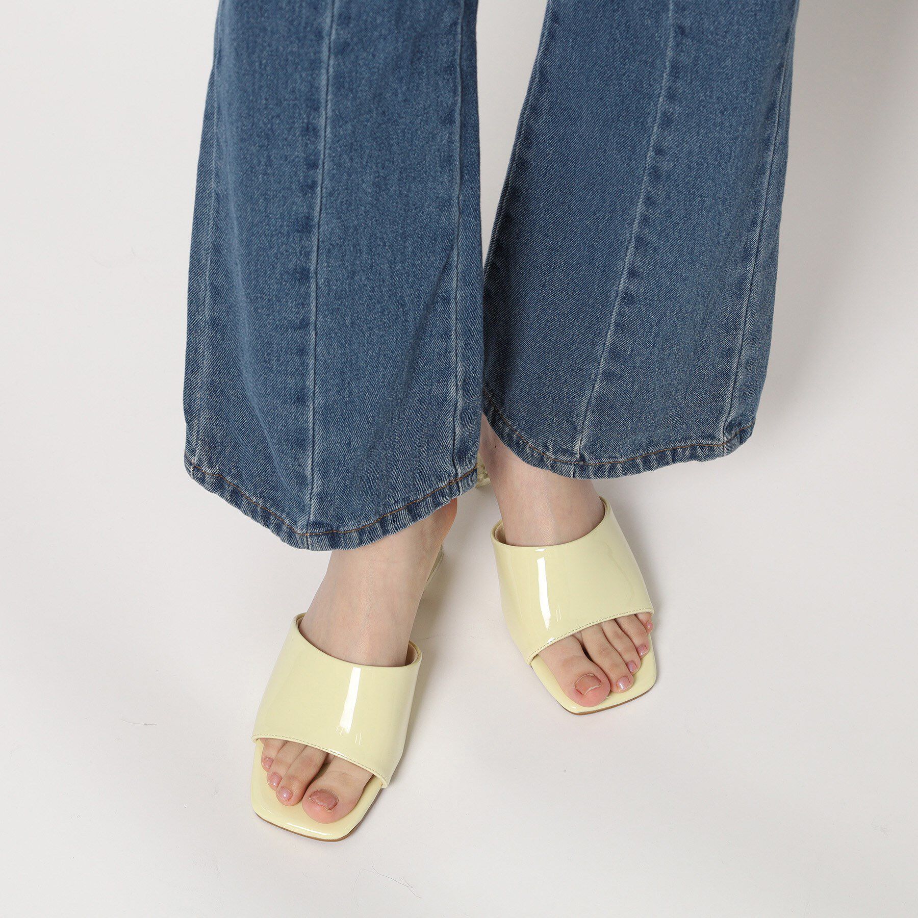 ESPERANZA「スクエアトゥクリアヒールミュール」|サンダル|