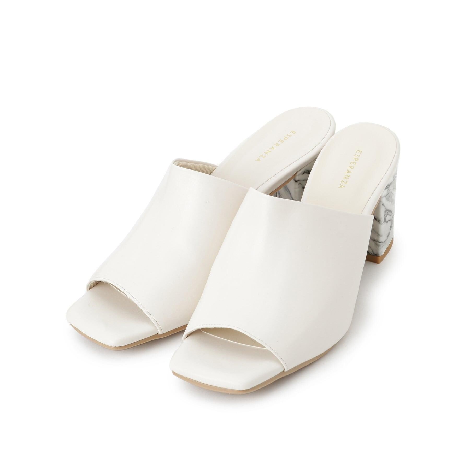 ESPERANZA「スクエアトゥブロックヒールミュール」|サンダル|