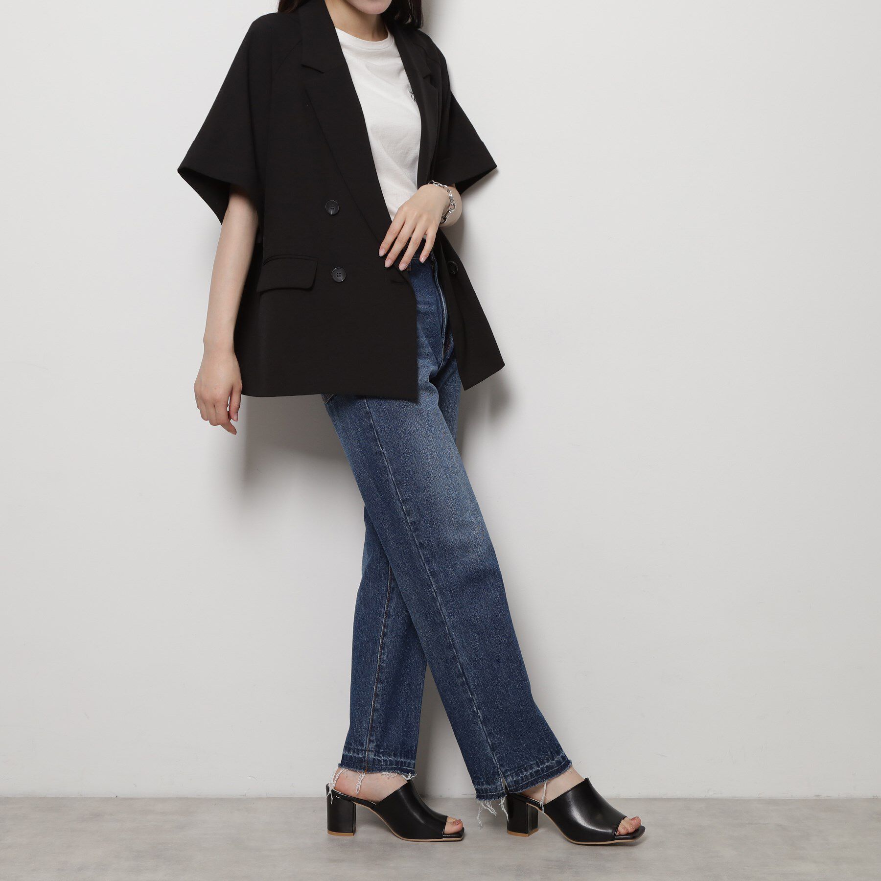 ESPERANZA「スクエアトゥブロックヒールミュール」|サンダル|