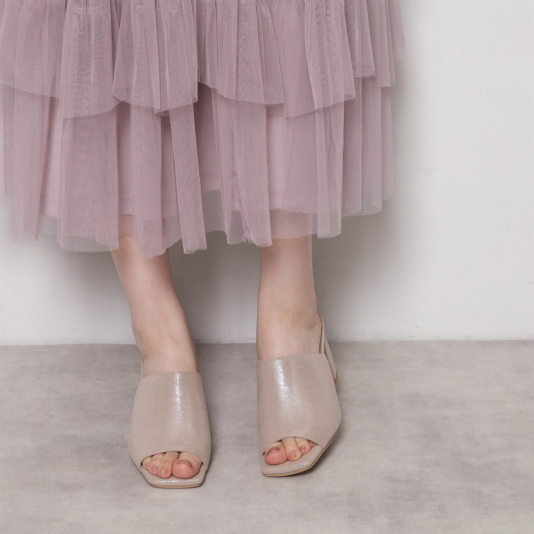 ESPERANZA「スクエアトゥブロックヒールミュール」|サンダル|