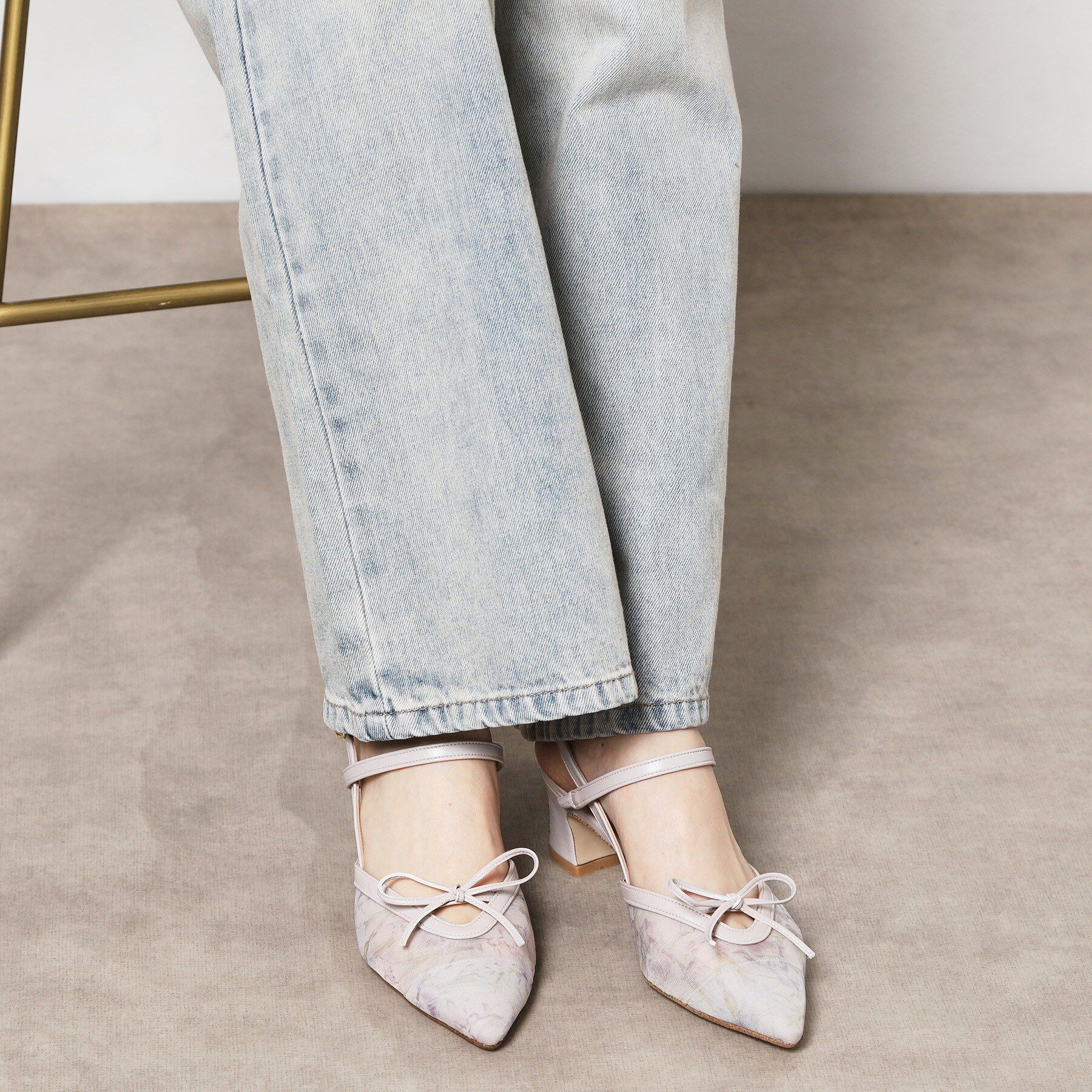 ESPERANZA「チュールリボンバックストラップパンプス」|パンプス|