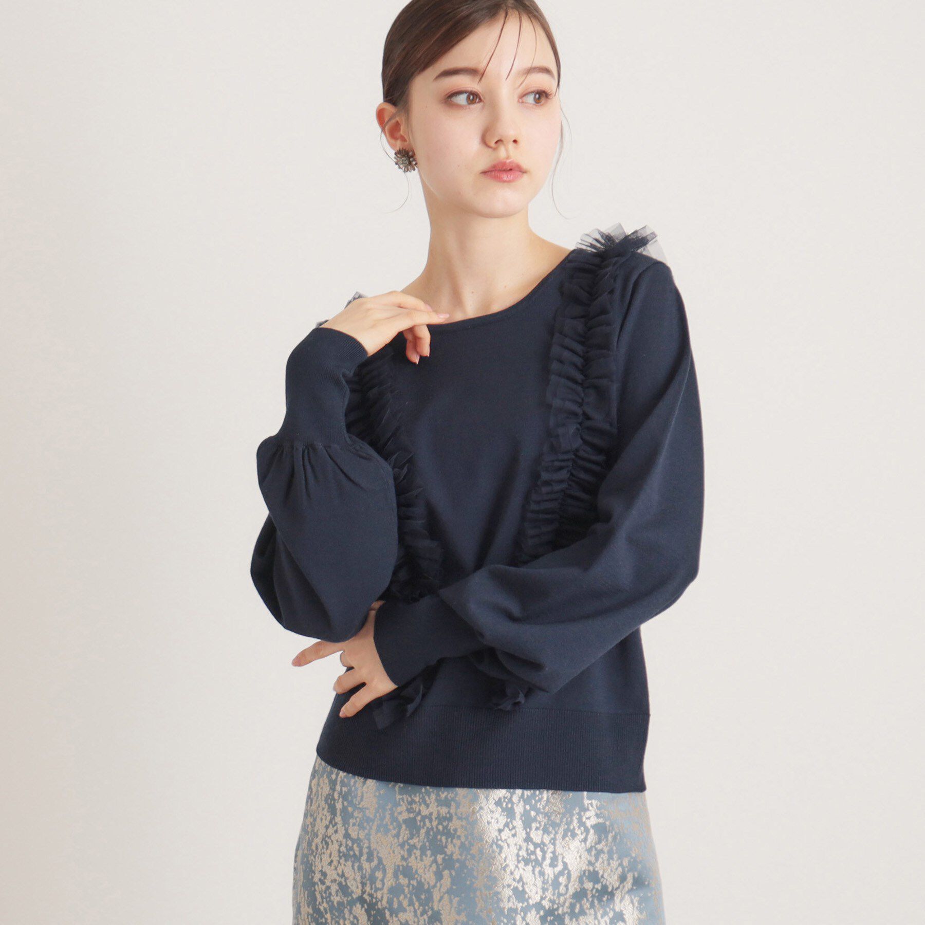 SunaUna「【大人フェミニン】前後チュールニット」|ニット・セーター|