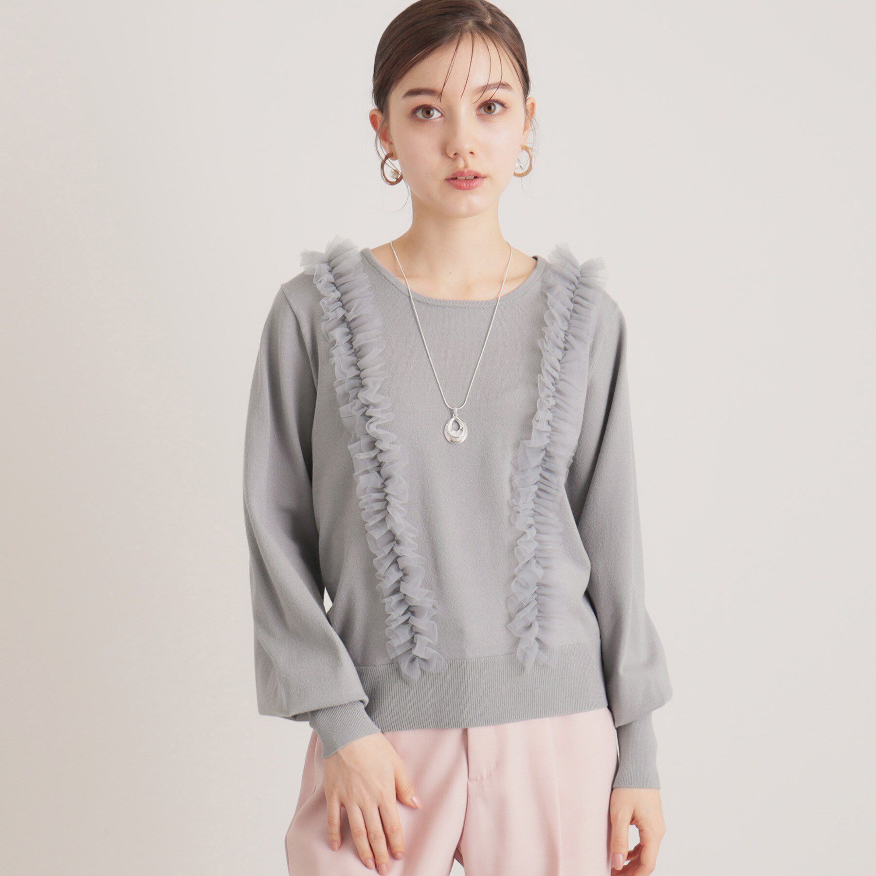 SunaUna「【大人フェミニン】前後チュールニット」|ニット・セーター|