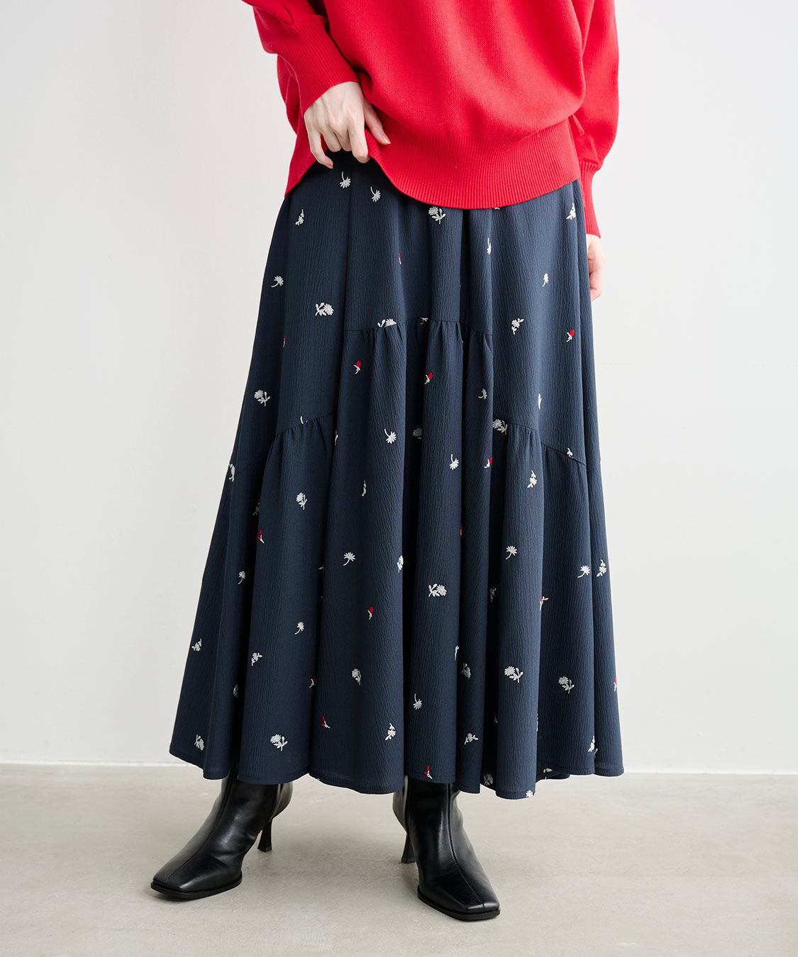 COCO DEAL「フラワー/スター刺繍ティアードスカート」|スカート|