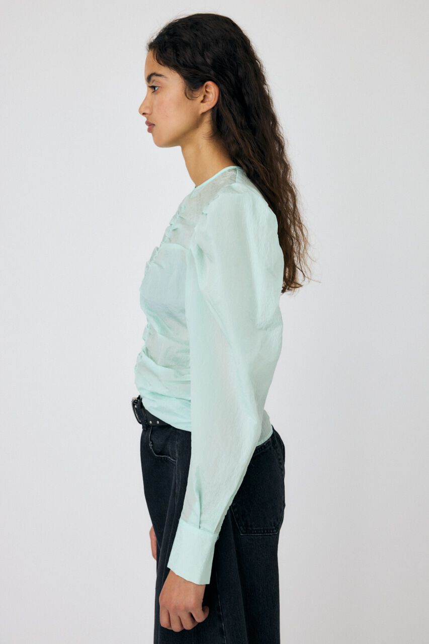 MOUSSY「NO COLLAR GATHER ブラウス」|シャツ・ブラウス|