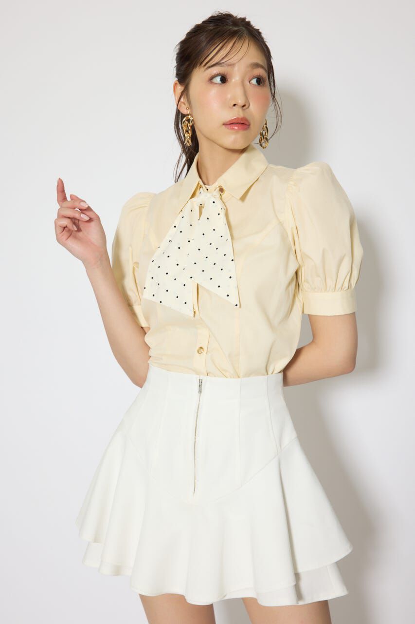 rienda「スカーフ付きハーフスリーブブラウス」|シャツ・ブラウス|