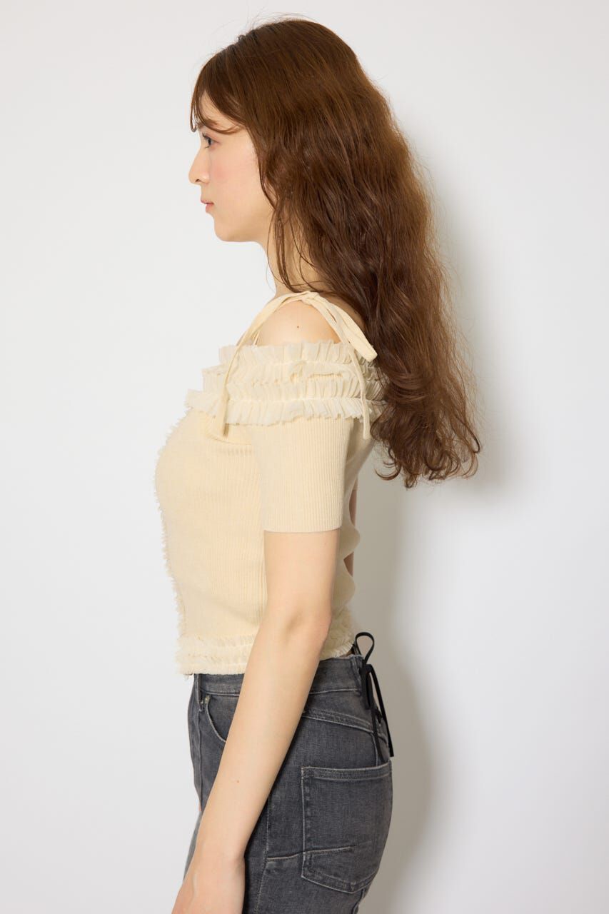 rienda「オフショルフリルニットトップス」|ニット・セーター|