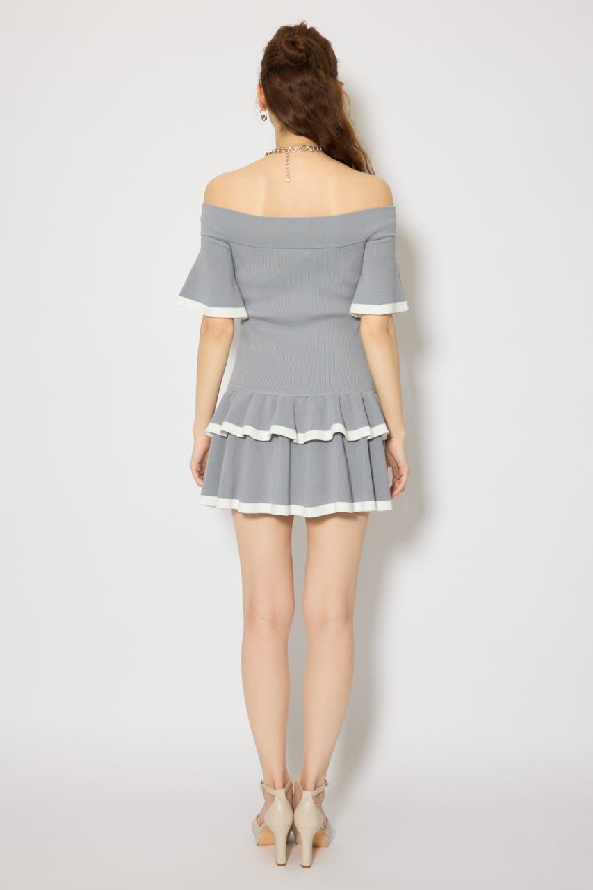 rienda「オフショルフロントジップニットミニワンピース」|ワンピース|