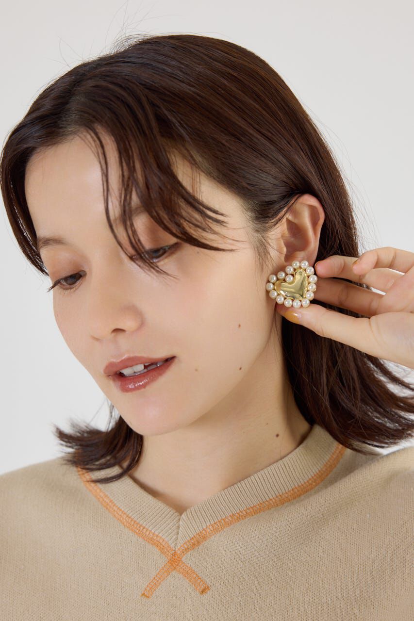 RODEO CROWNS「フェイクパールフレームハートピアス」|ピアス|