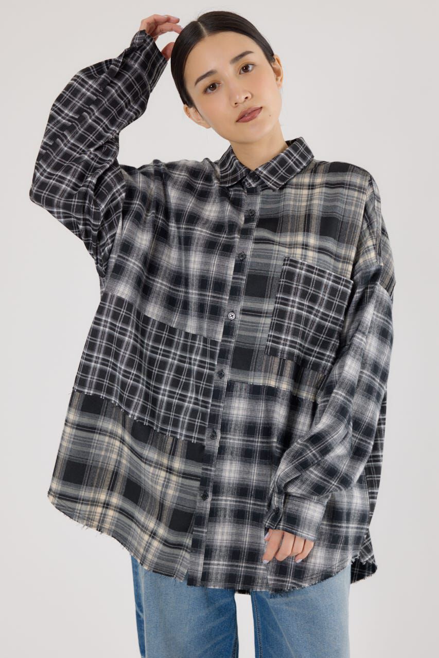 RODEO CROWNS「パッチワークチェックシャツ」|シャツ・ブラウス|柄BLK5