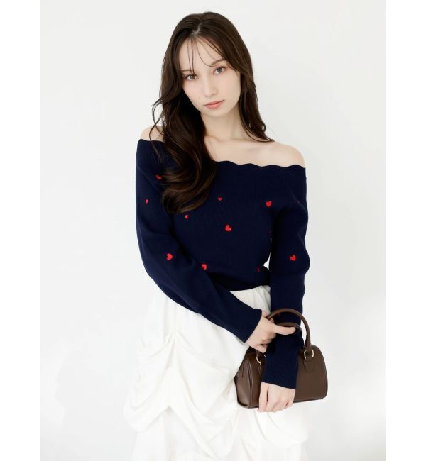 dazzlin「オフショルスカラップハートニット」|ニット・セーター|