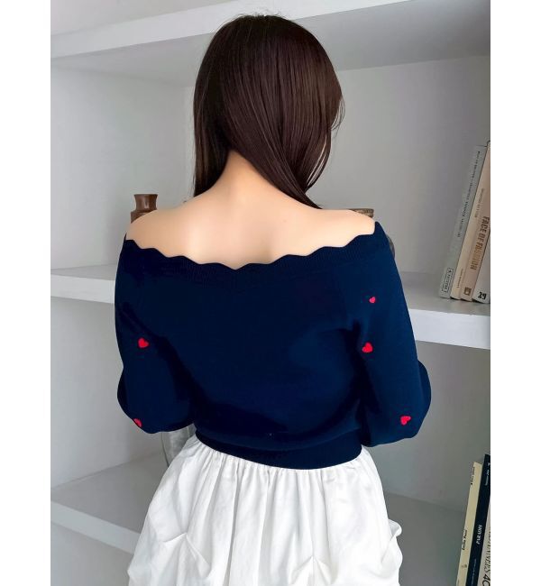 dazzlin「オフショルスカラップハートニット」|ニット・セーター|