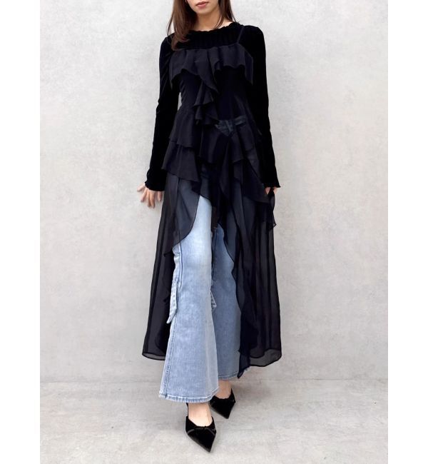 dazzlin「ラッフルイレヘムシアービスチェ」|キャミソール|ブラック