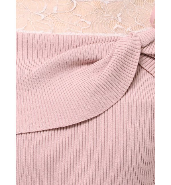 MERCURYDUO「レース切替オフショルニットワンピース」|ワンピース|