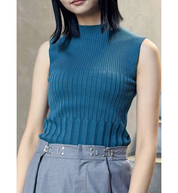MURUA「リブデザインハイネックノースリーブニット」|ニット・セーター|ブルー