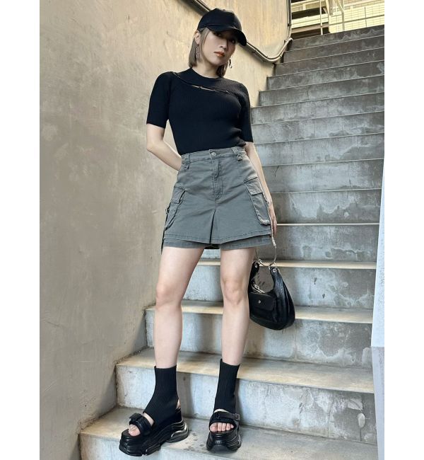 MURUA「アシメボタンデザインハーフニット」|ニット・セーター|