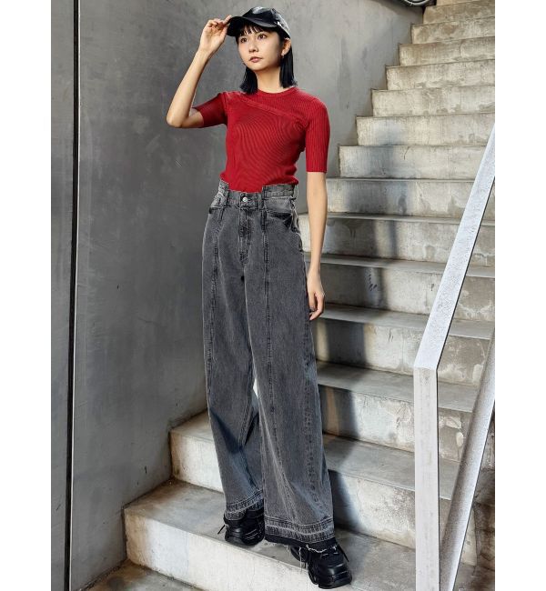 MURUA「アシメボタンデザインハーフニット」|ニット・セーター|