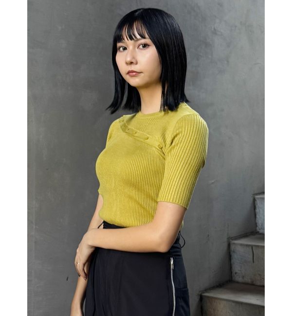 MURUA「アシメボタンデザインハーフニット」|ニット・セーター|