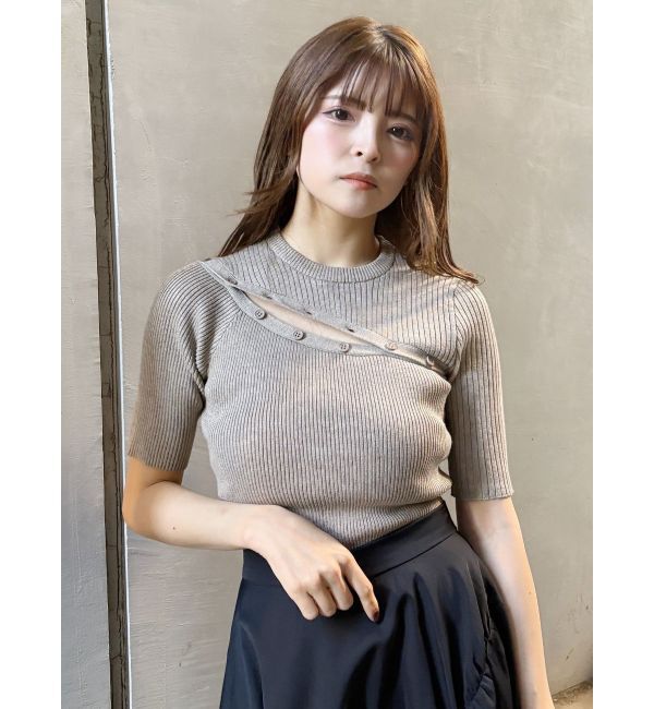 MURUA「アシメボタンデザインハーフニット」|ニット・セーター|