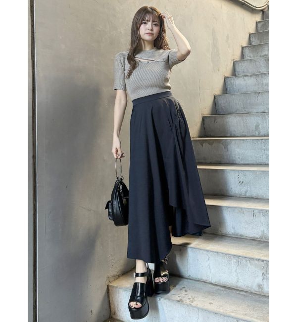 MURUA「アシメボタンデザインハーフニット」|ニット・セーター|