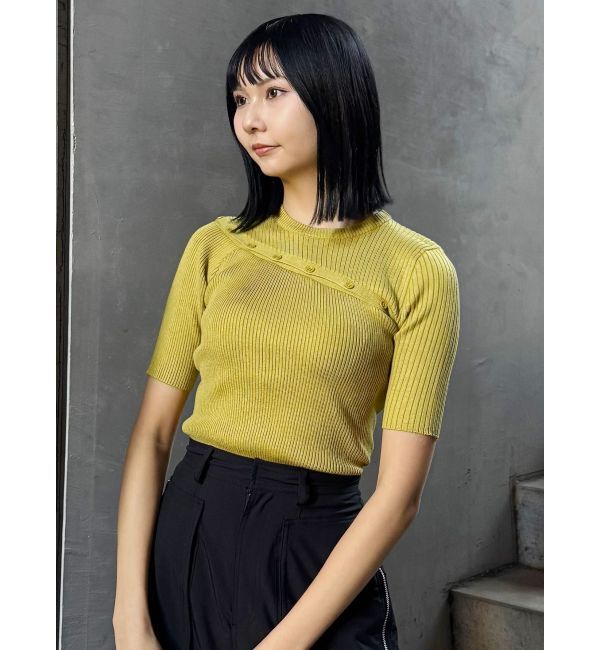 MURUA「アシメボタンデザインハーフニット」|ニット・セーター|