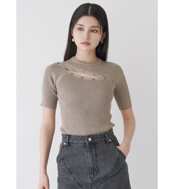 MURUA「アシメボタンデザインハーフニット」|ニット・セーター|