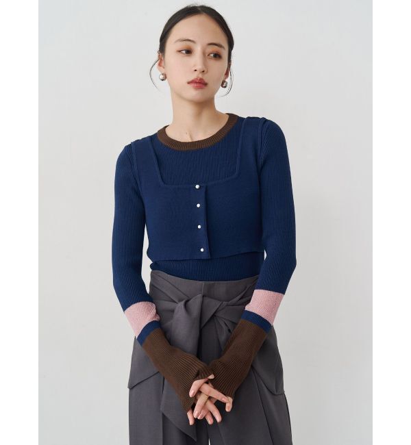 MURUA「バイカラーレイヤードニット」|ニット・セーター|