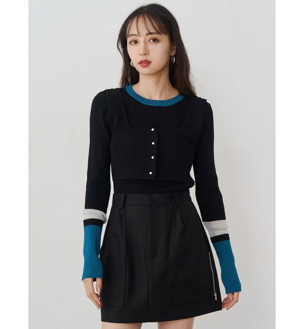 MURUA「バイカラーレイヤードニット」|ニット・セーター|