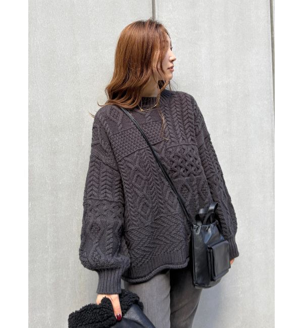 Ungrid「【WEB限定】パッチワークケーブルニット」|ニット・セーター|