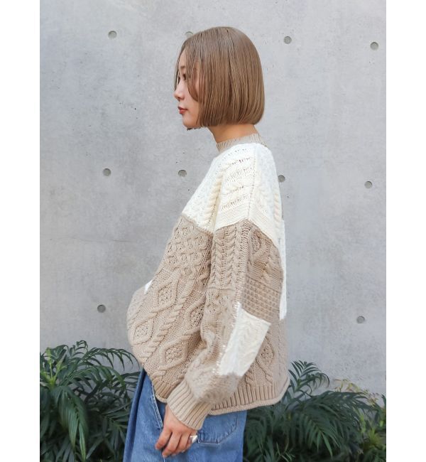 Ungrid「【WEB限定】パッチワークケーブルニット」|ニット・セーター|