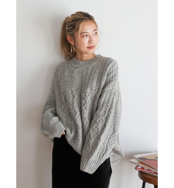 Ungrid「【WEB限定】パッチワークケーブルニット」|ニット・セーター|