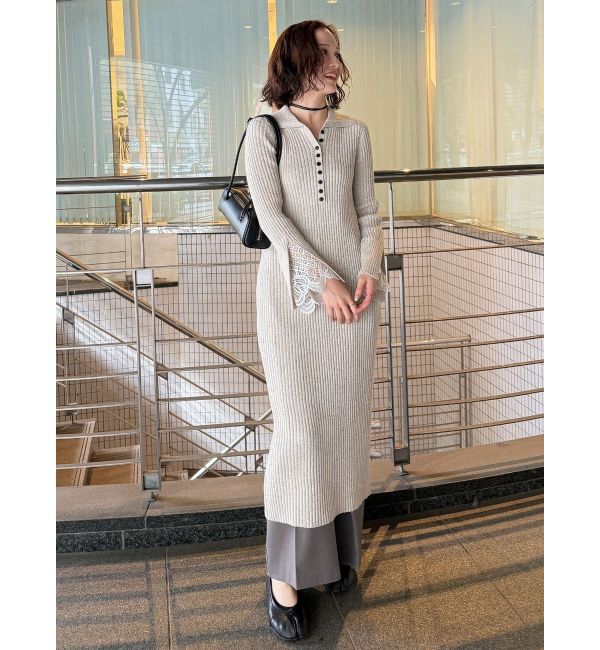 LAGUNAMOON「ラメブレンドレースカフスニットワンピース」|ワンピース|