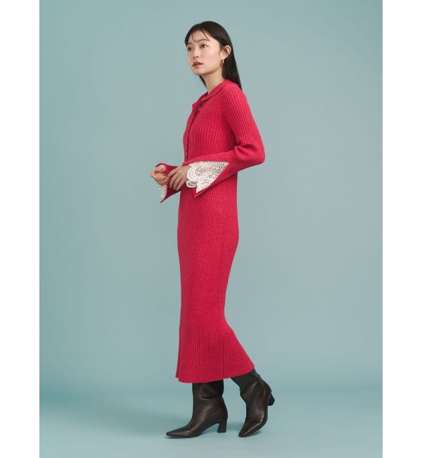 LAGUNAMOON「ラメブレンドレースカフスニットワンピース」|ワンピース|