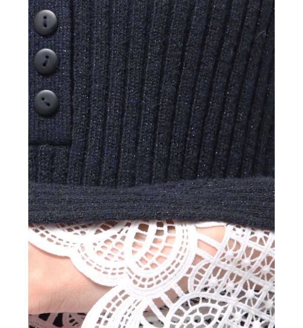 LAGUNAMOON「ラメブレンドレースカフスニットワンピース」|ワンピース|